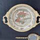 Antique chiseled brass cup - empty pocket - gold - gold color - painted birds - France