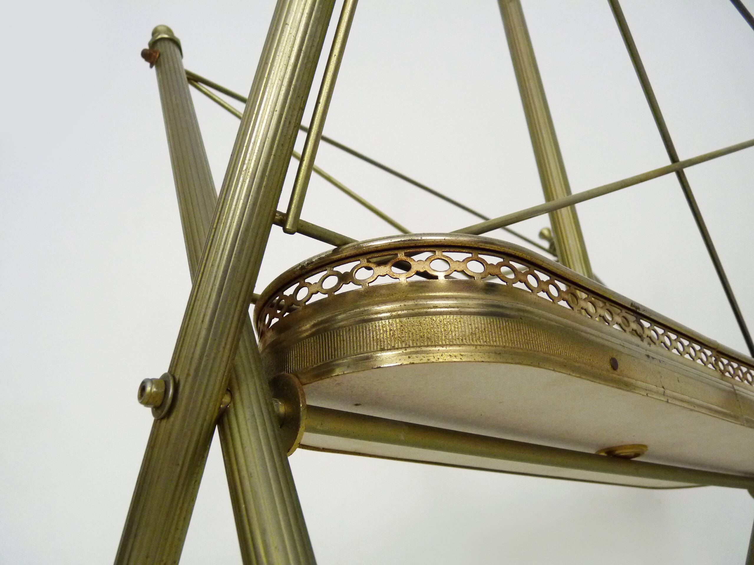 Neoclassical Baroque Folding Magazine Rack in Gilded Metal. 1950s