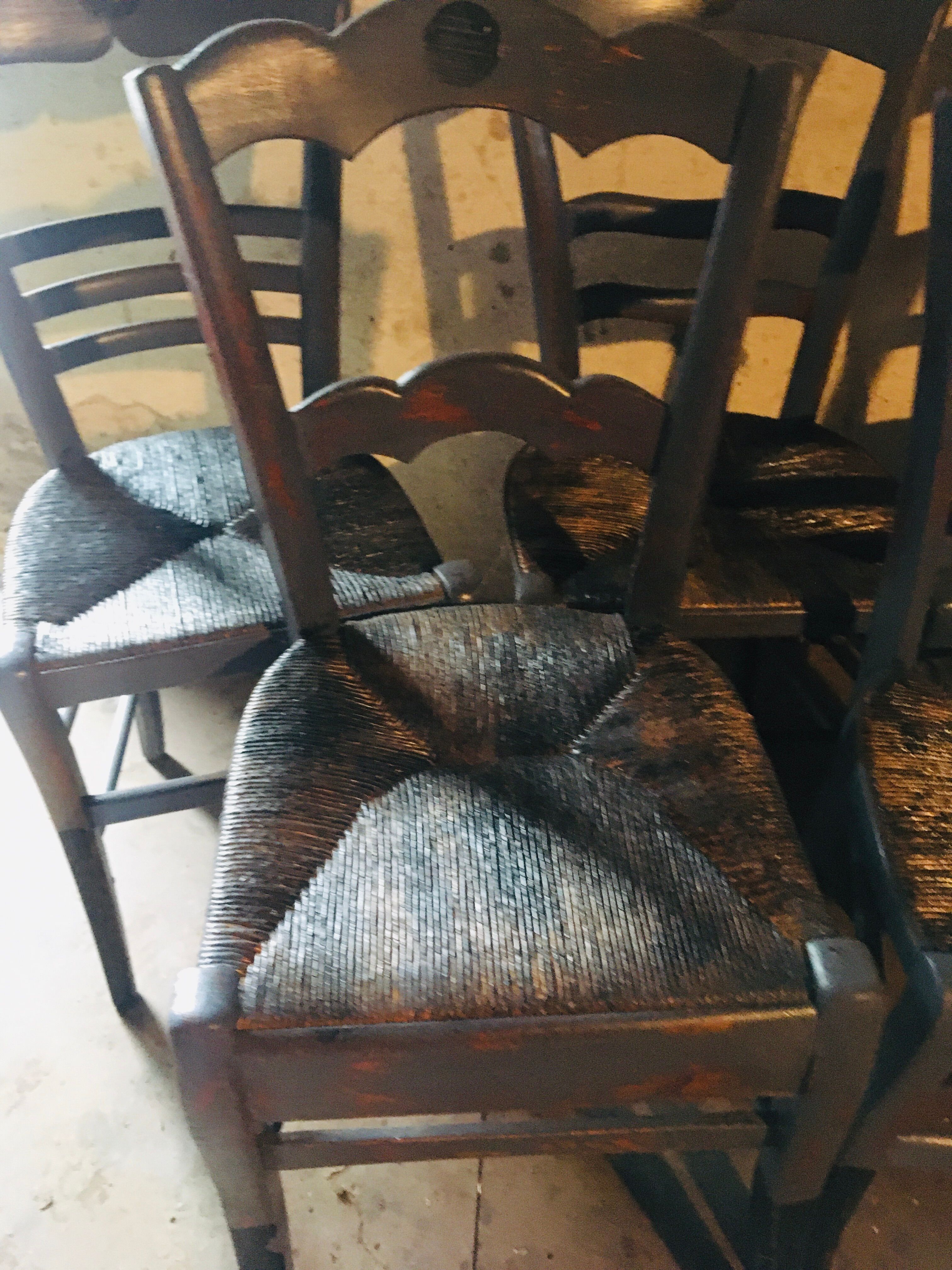 Set of 7 mustache bistro chairs