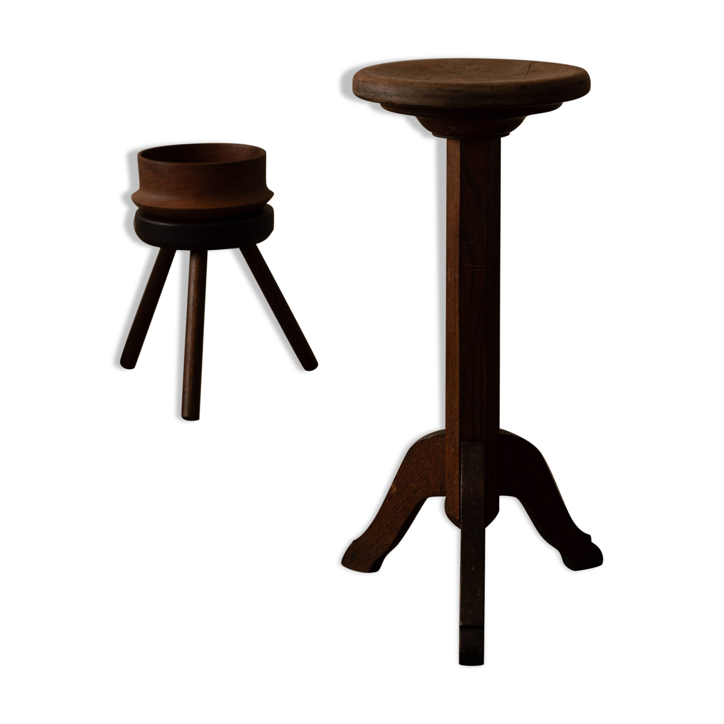 Vintage wooden pedestal plant stand