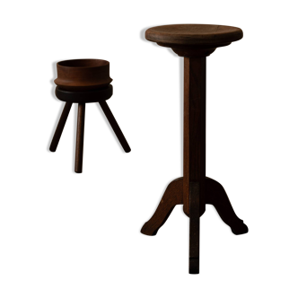 Vintage wooden pedestal plant stand