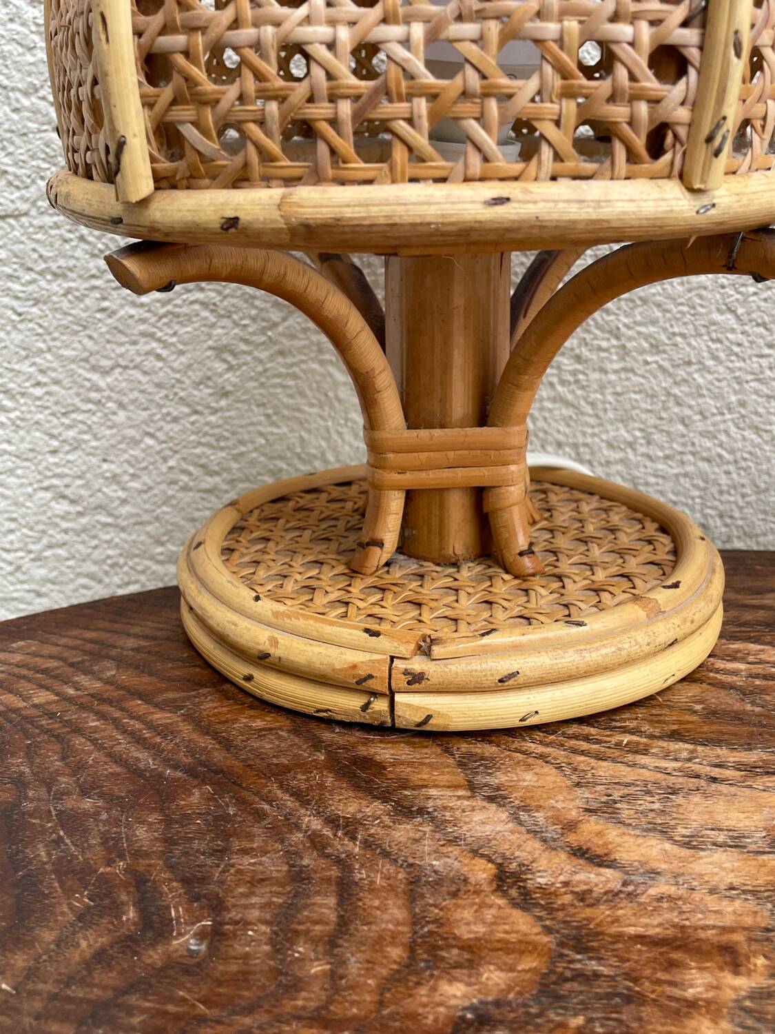 Pair of Italian rattan lamps