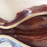 Long dish with compartments, 3 colors, signed Vallauris from the 50s