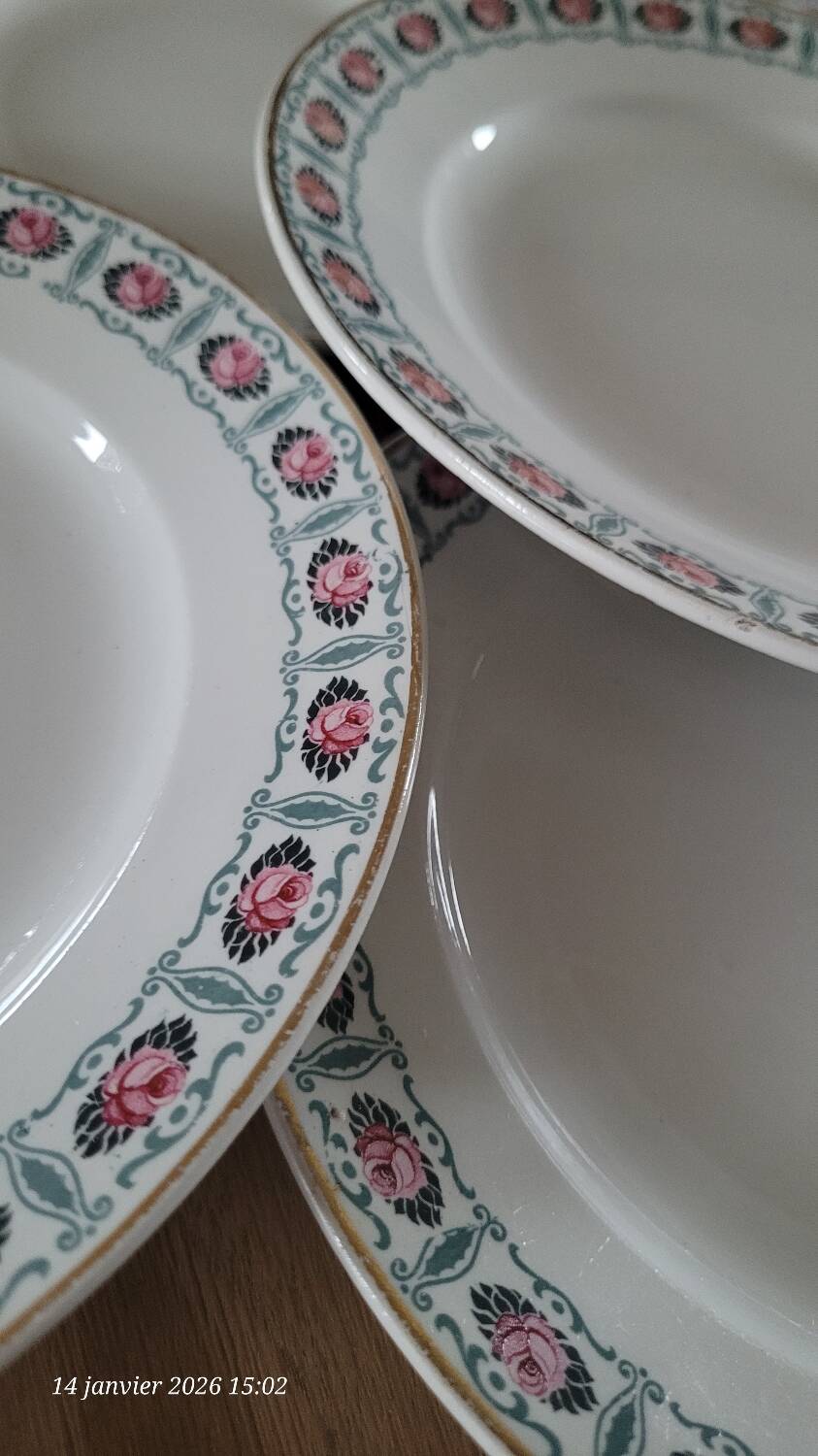 5 antique dessert plates