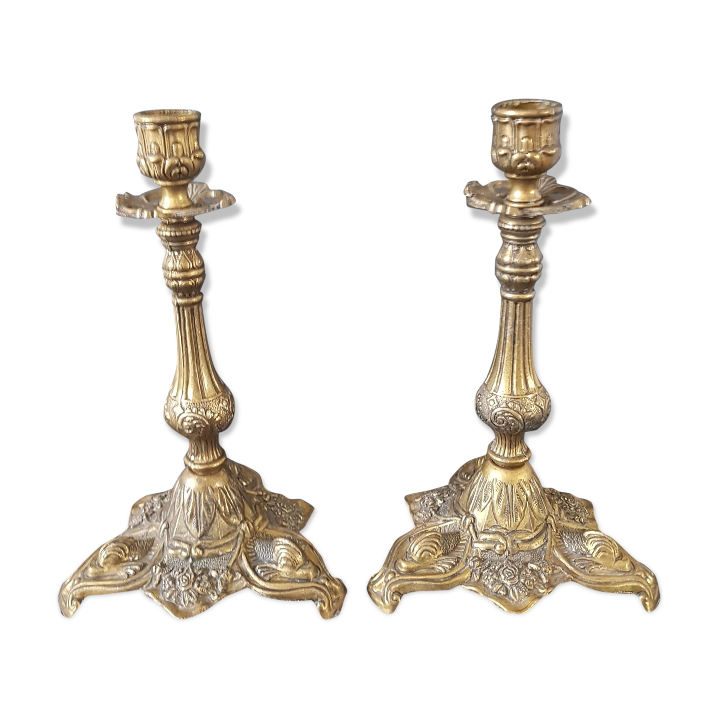 Pair of brass candlesticks
