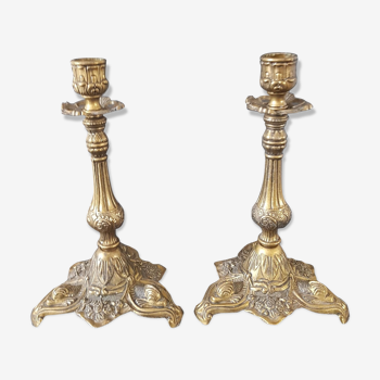 Pair of brass candlesticks