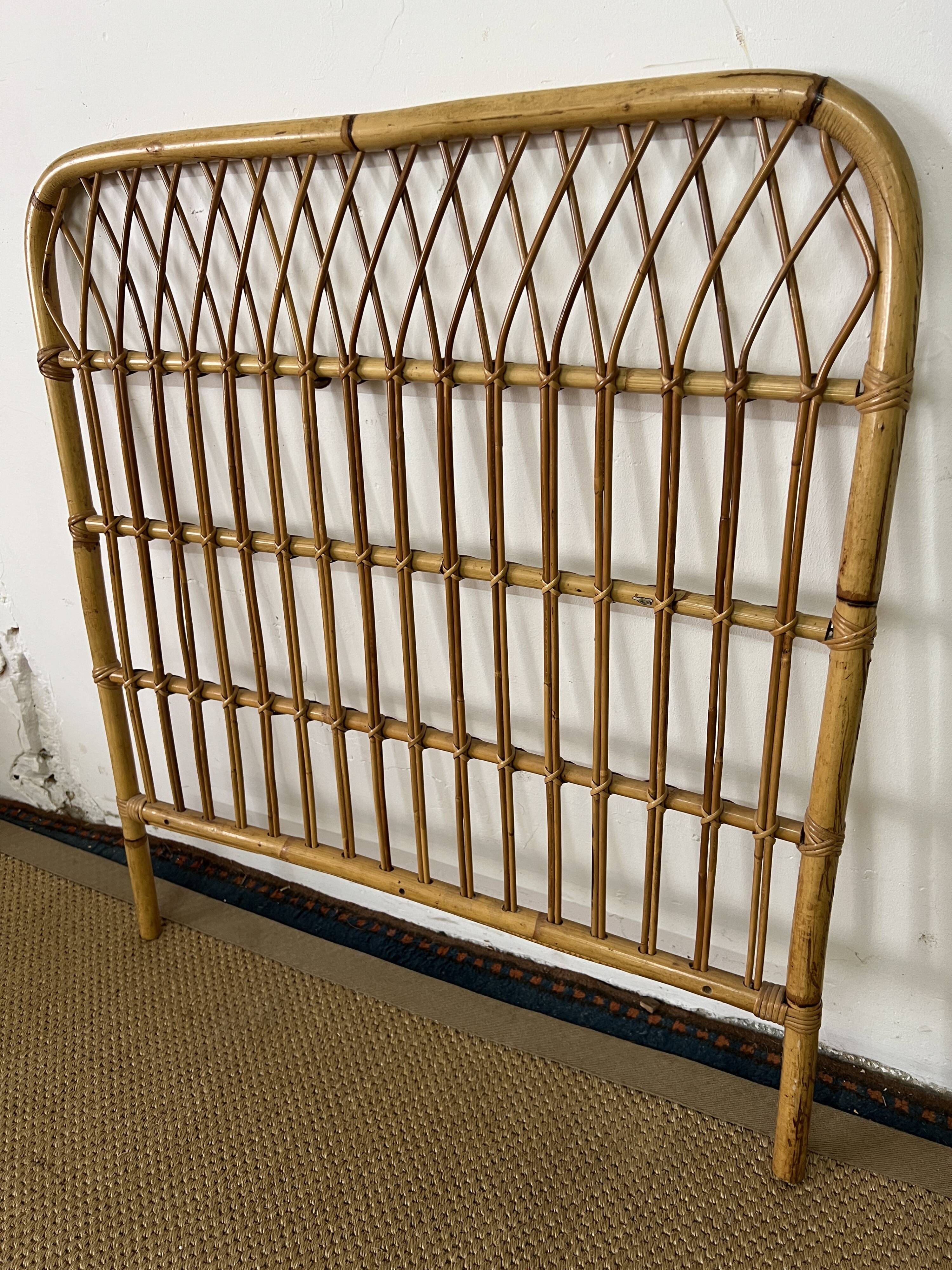 Vintage bamboo and rattan headboard