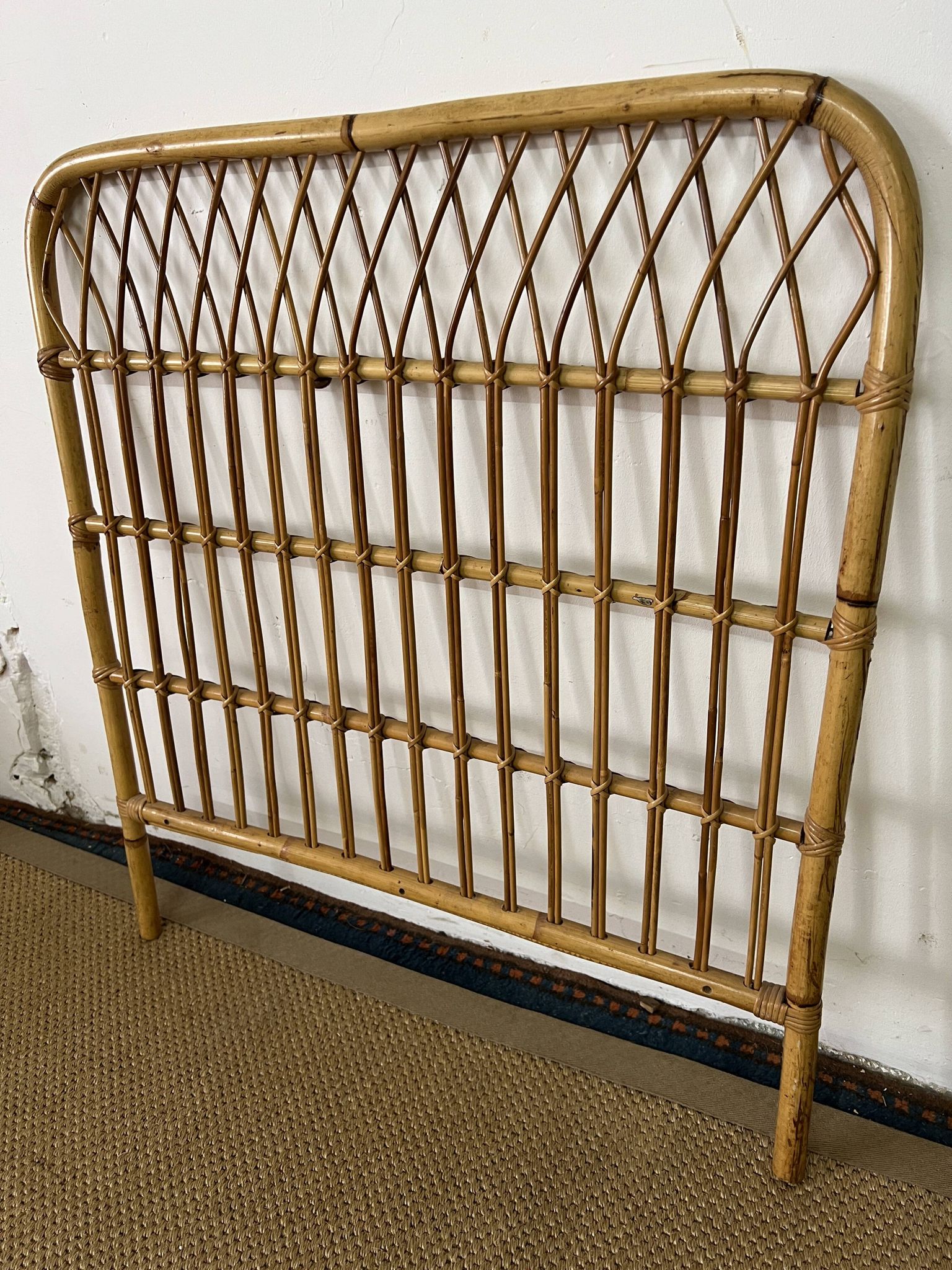 Vintage bamboo and rattan headboard