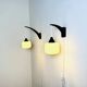 Set Of Single-Arm Wall Lamps In Teak And Opaline Glass By Uno & Östen Kristiansson For Luxus, Sweden 1960S