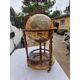 Bar globe terrestre vintage mappemonde en bois avec roulettes