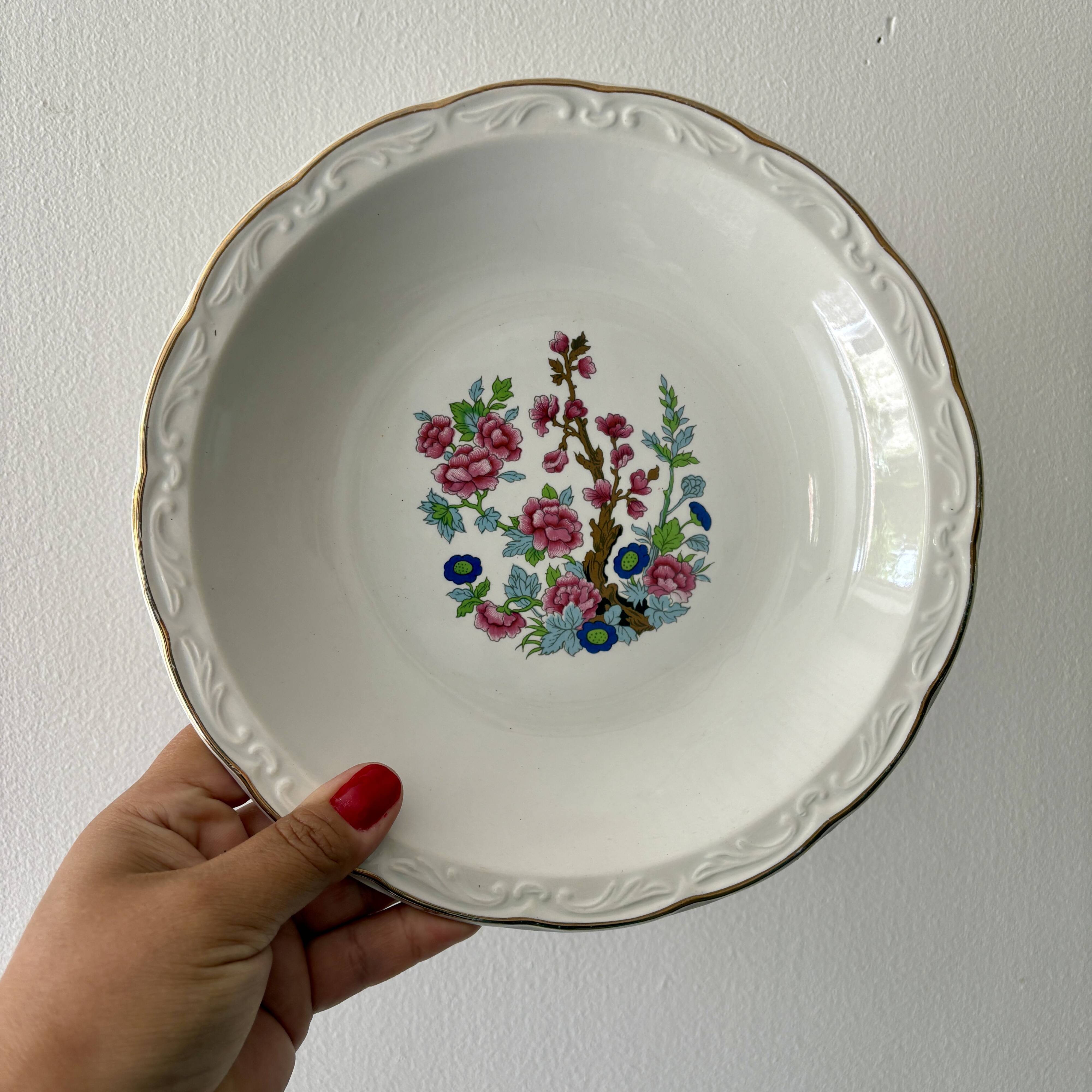Set of 6 vintage soup plates, "Indian Tree" pattern by Digoin