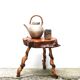 Brutalist tripod wooden side table, 1950s