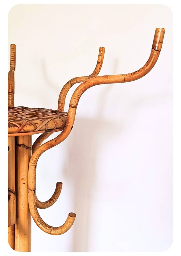 Porte-manteau perroquet en bambou vintage