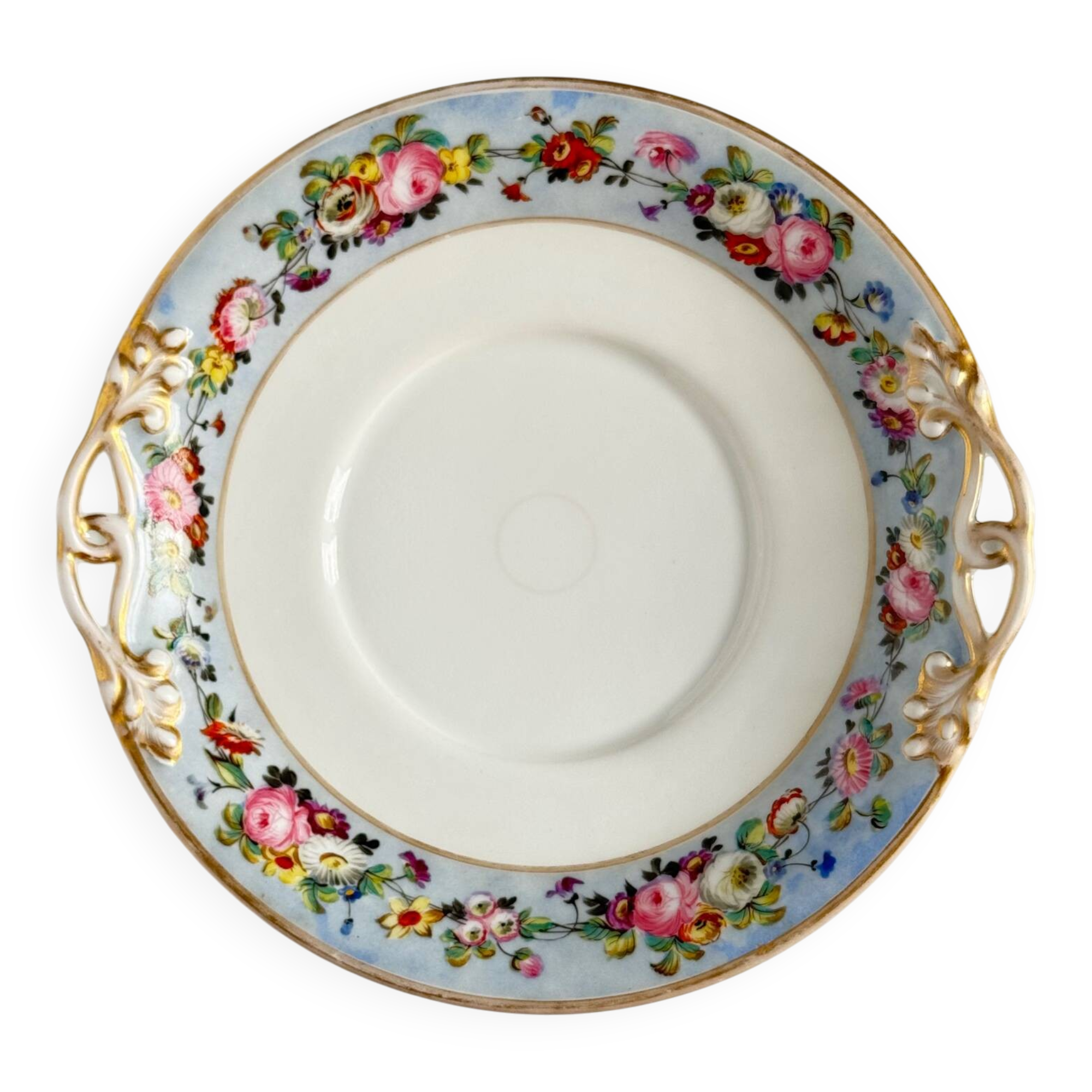 Hand-painted porcelain cake plate | Old Paris