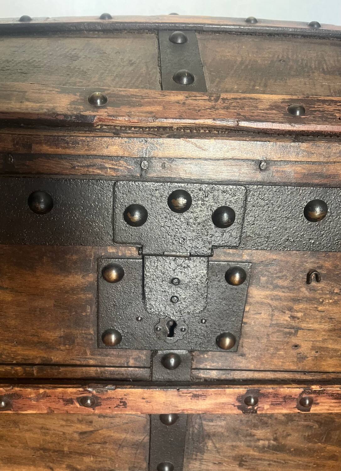 Trunk, old curved wooden chest