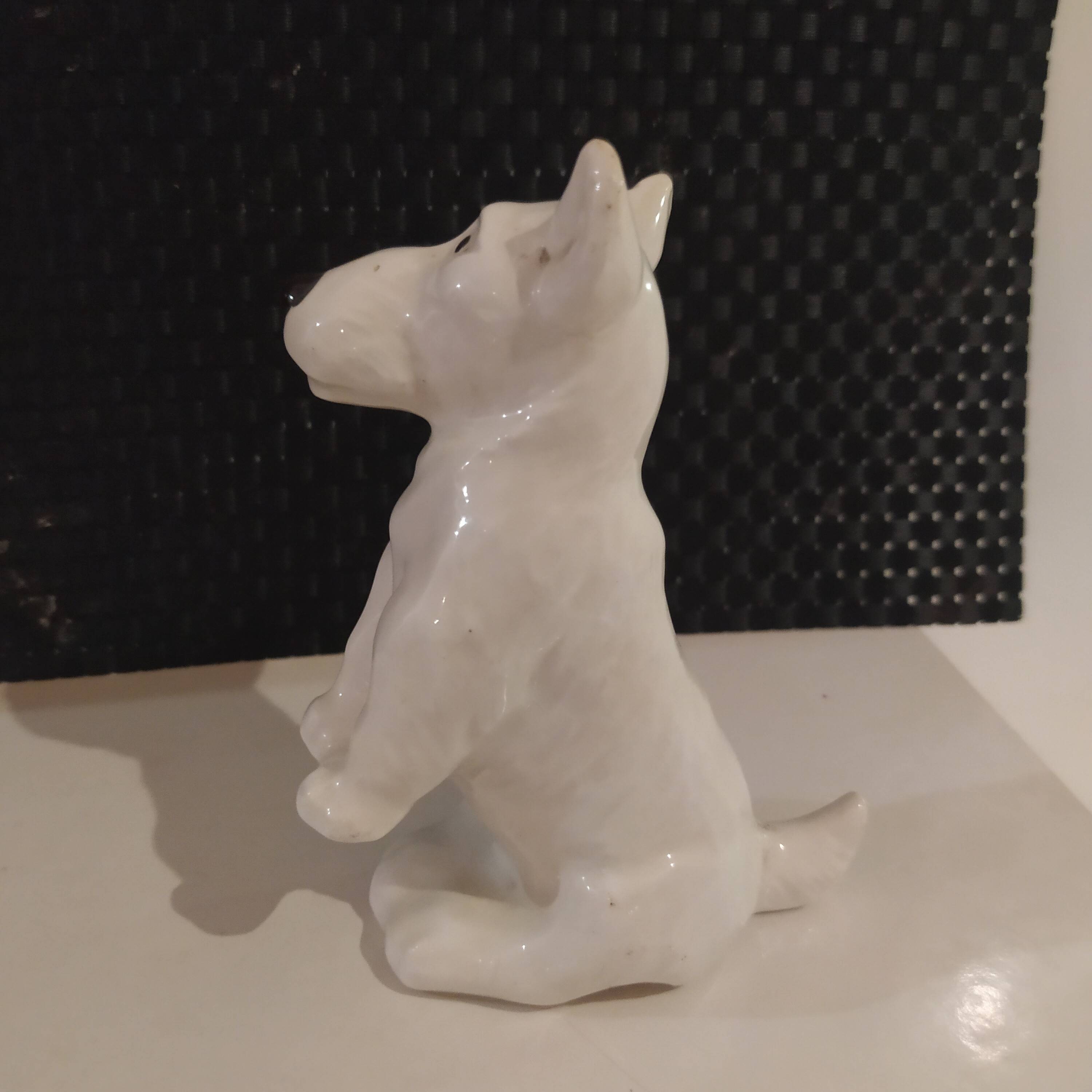 small ceramic fox terrier dog Sargemines 1930/1940
