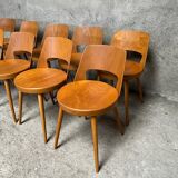 Series of 10 Baumann Mondor model chairs, bistro 1960