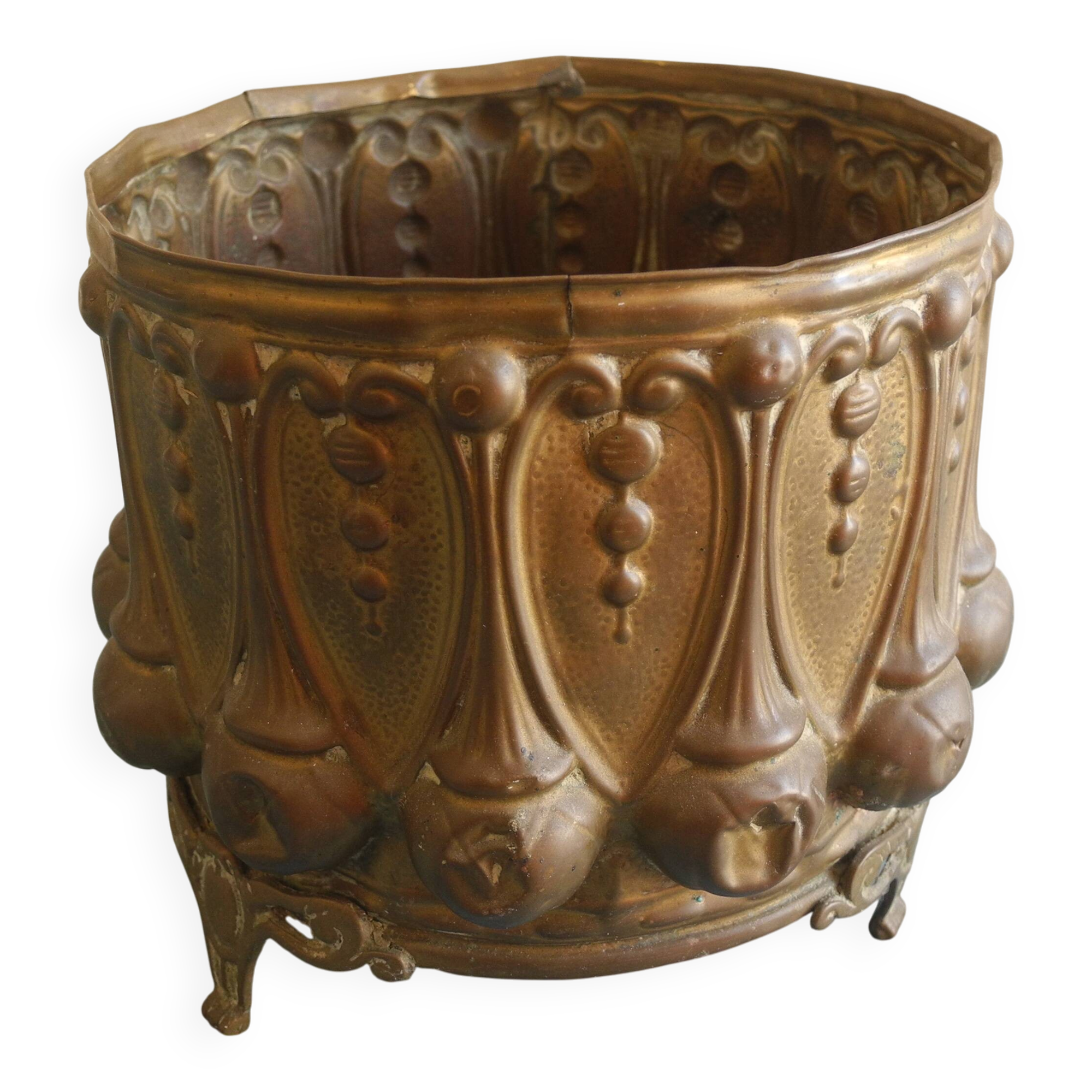 brass cache pot antique decorative planter flower pot