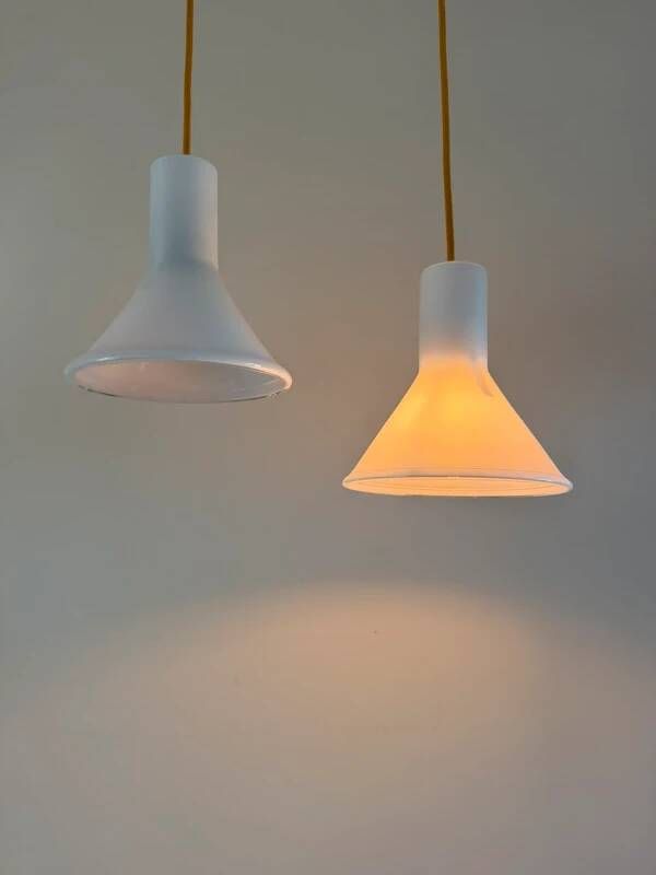 Ensemble vintage Holmegaard de 2 suspensions P&T - Michael Bang - Lampe faite à la main