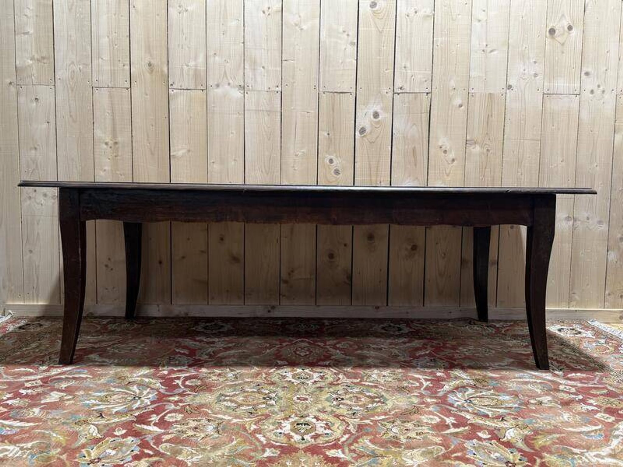 Table de ferme de style Louis XV en chêne massif 228 cm