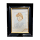 Tableau peinture aquarelle portrait de femme impressionniste ancien