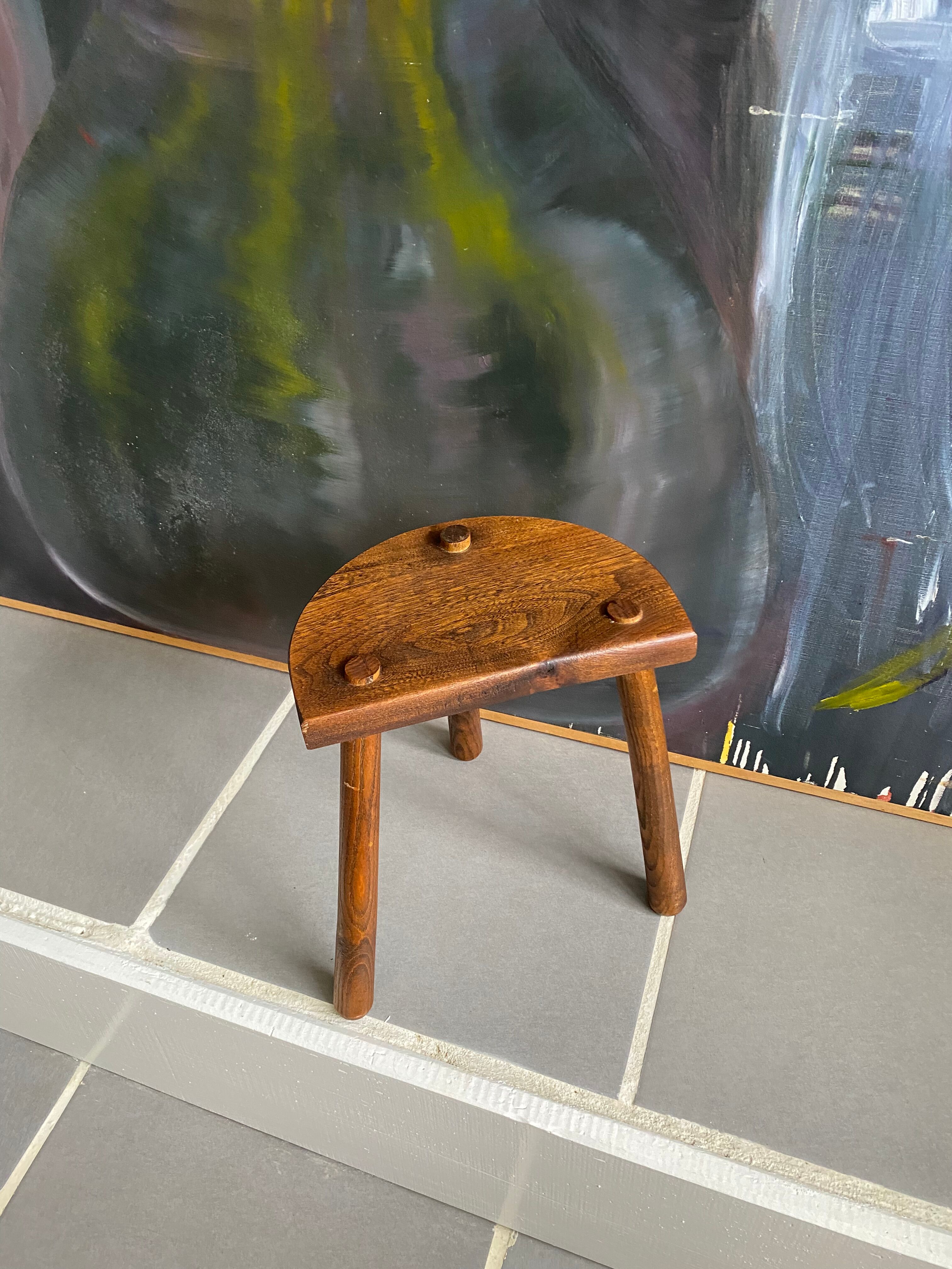 Vintage tripod wood farm stool