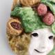 Vintage earthware commedia mask, florence