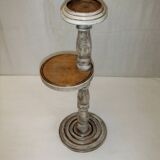Wooden side table plant holder ivory patina ashtray rotating tray