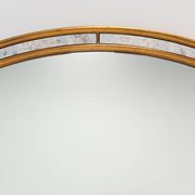 Mirror by Deknudt with marbled fume glass side panels in gilded wooden fram