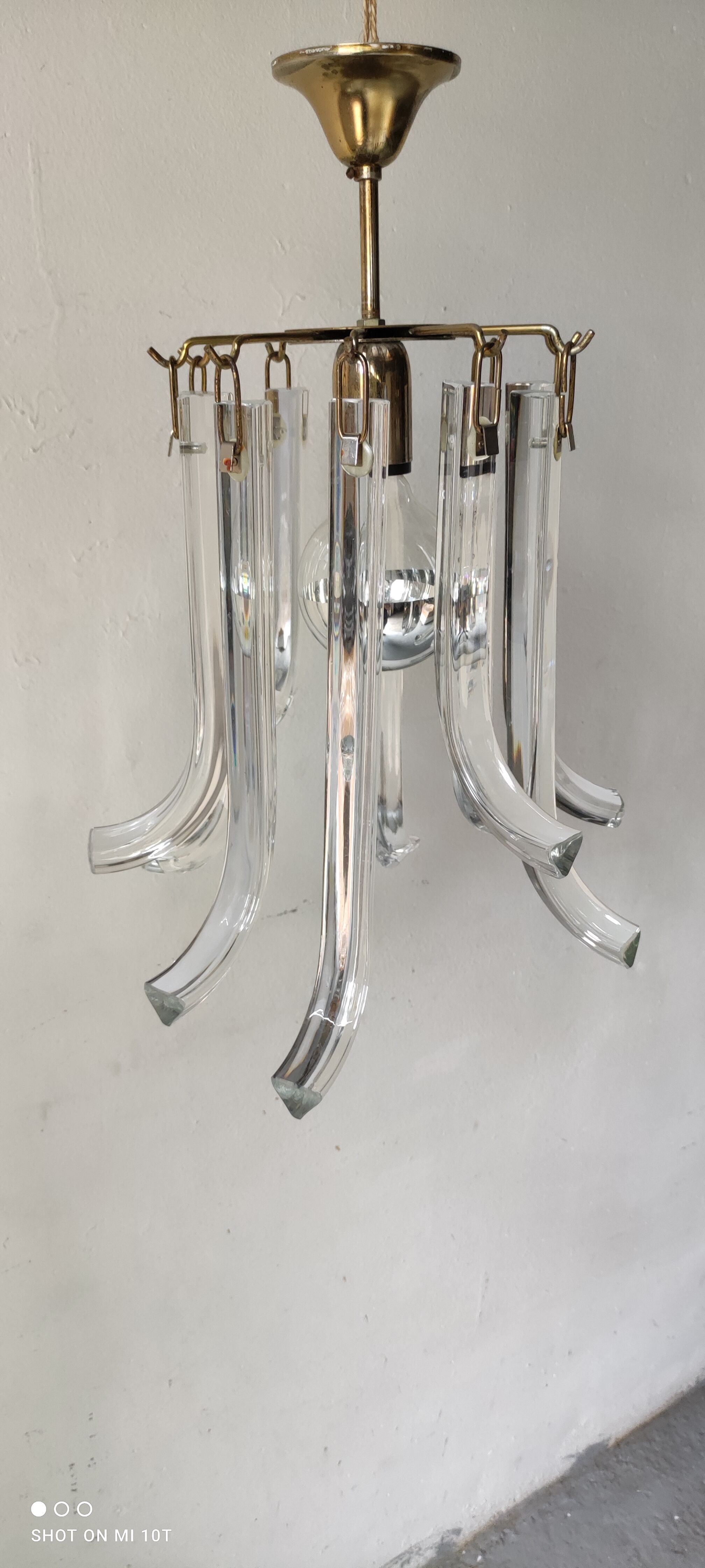 Italian design crystal chandelier from the 70s