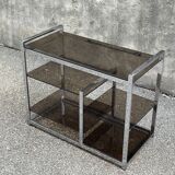 Chrome metal console and smoked glass, 1970s