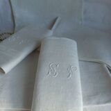 12 antique damask monogrammed napkins, 19th century