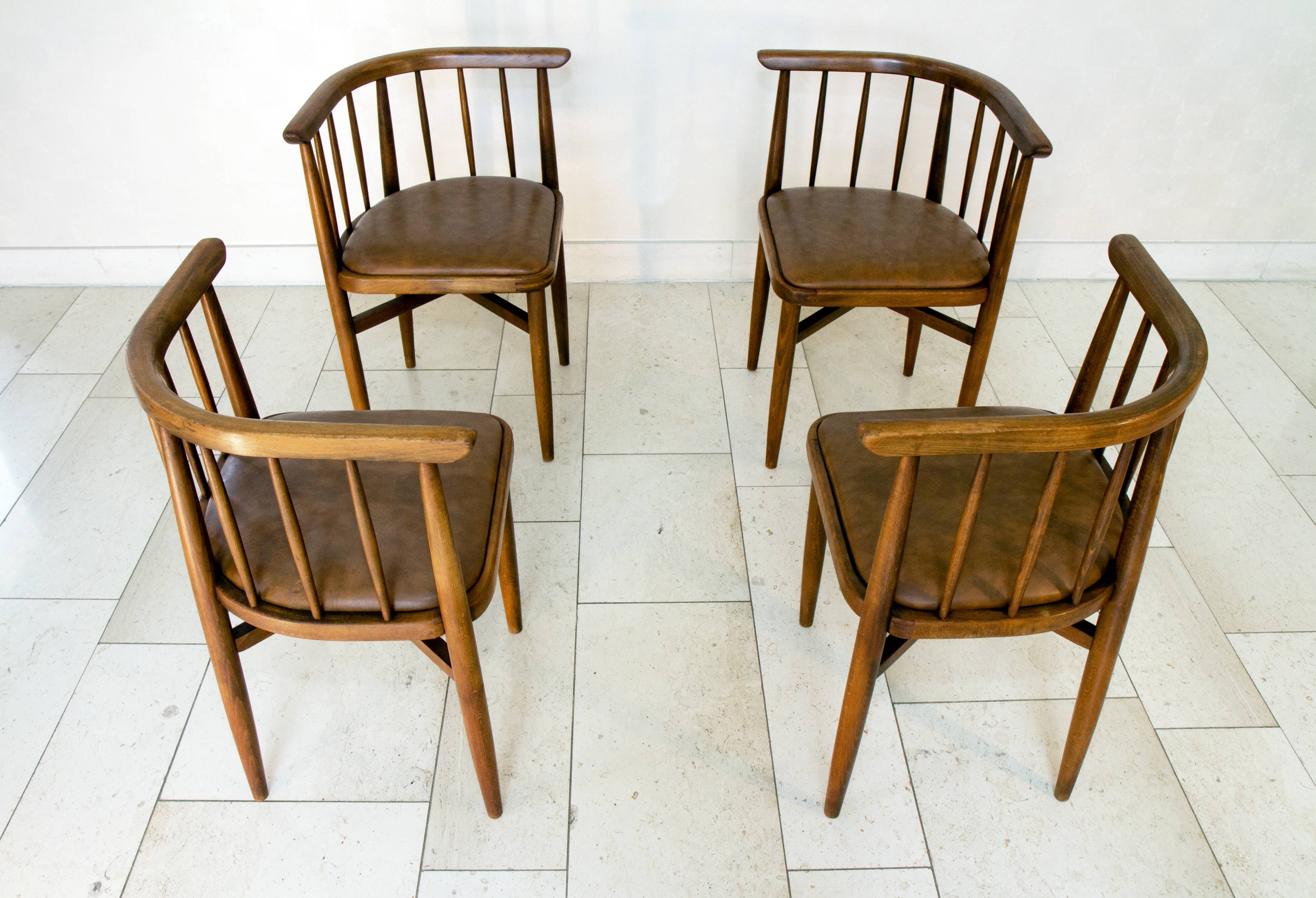 Series of 4 chairs Thonet 1960