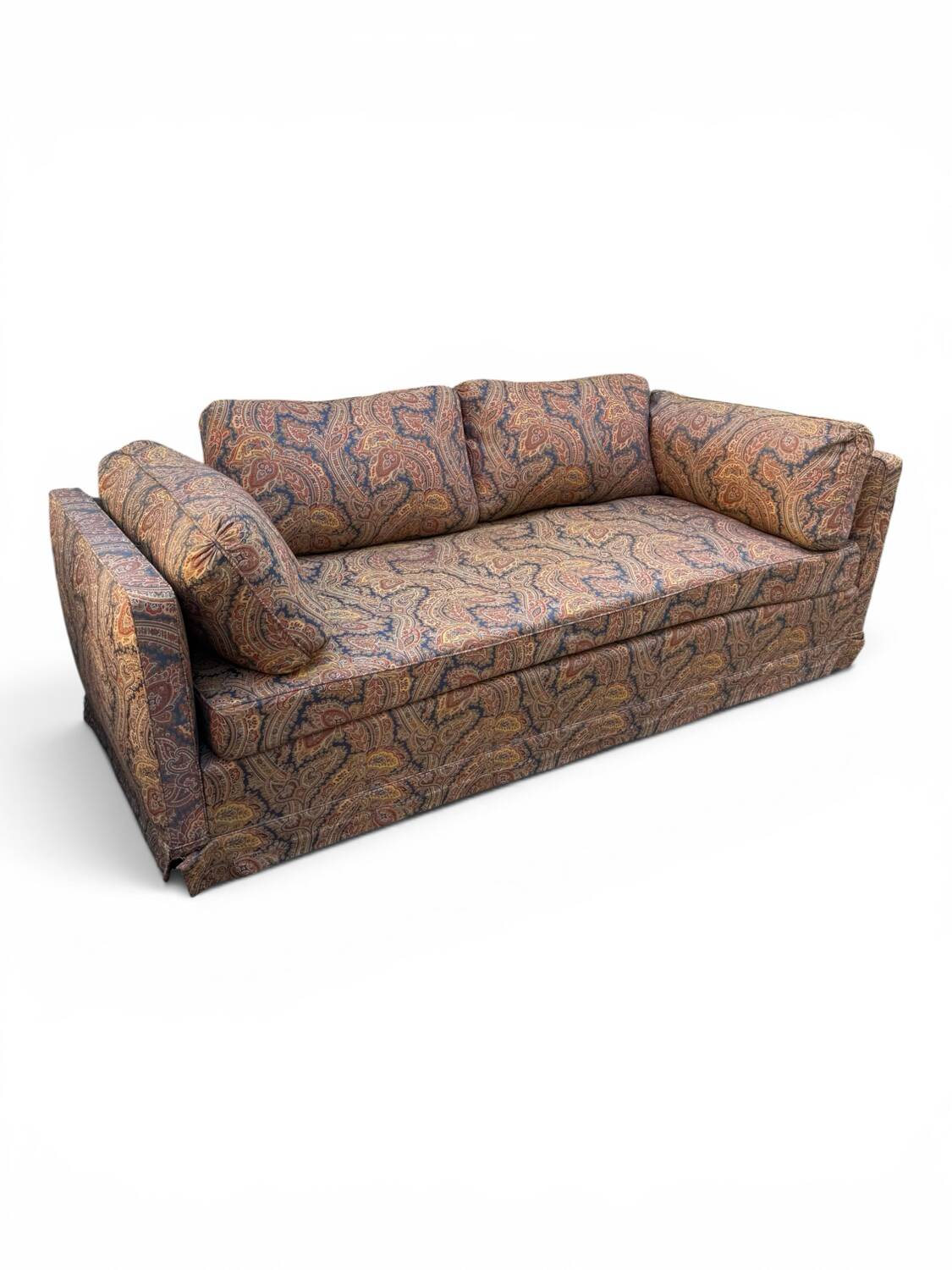 Vintage upholstered 2-seater sofa – embroidered cashmere fabric