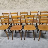 Lot of 9 1960s Campagarde bistro chairs
