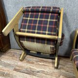 Pair of vintage Scandinavian armchairs in solid elm circa 1970