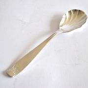 Cuillère à sucre vintage en métal argenté Gulden Alsace, décor coquille