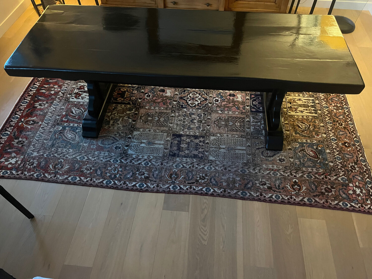 Monastery table in solid oak, black lacquered.