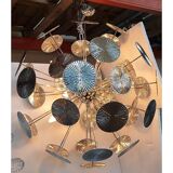 Handmade Hammered Sputnik Candlestick in Kromo Discs Italian Made