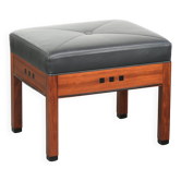 Ottoman en cuir noir au design Art Déco