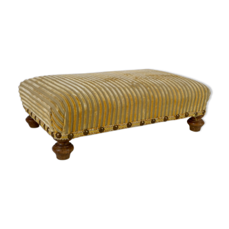 Footrests, ottoman wood and striped fabric