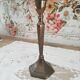 Brass candle holder high hexagonal foot