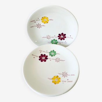 6 small Gien plates with painted decor