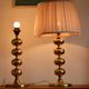 Pair of tall mid-century Swedish brass bobbin lamps by Aneta