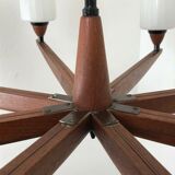 60s 70s teak chandelier Chandelier Uno & Osten Kristiansson for Luxus