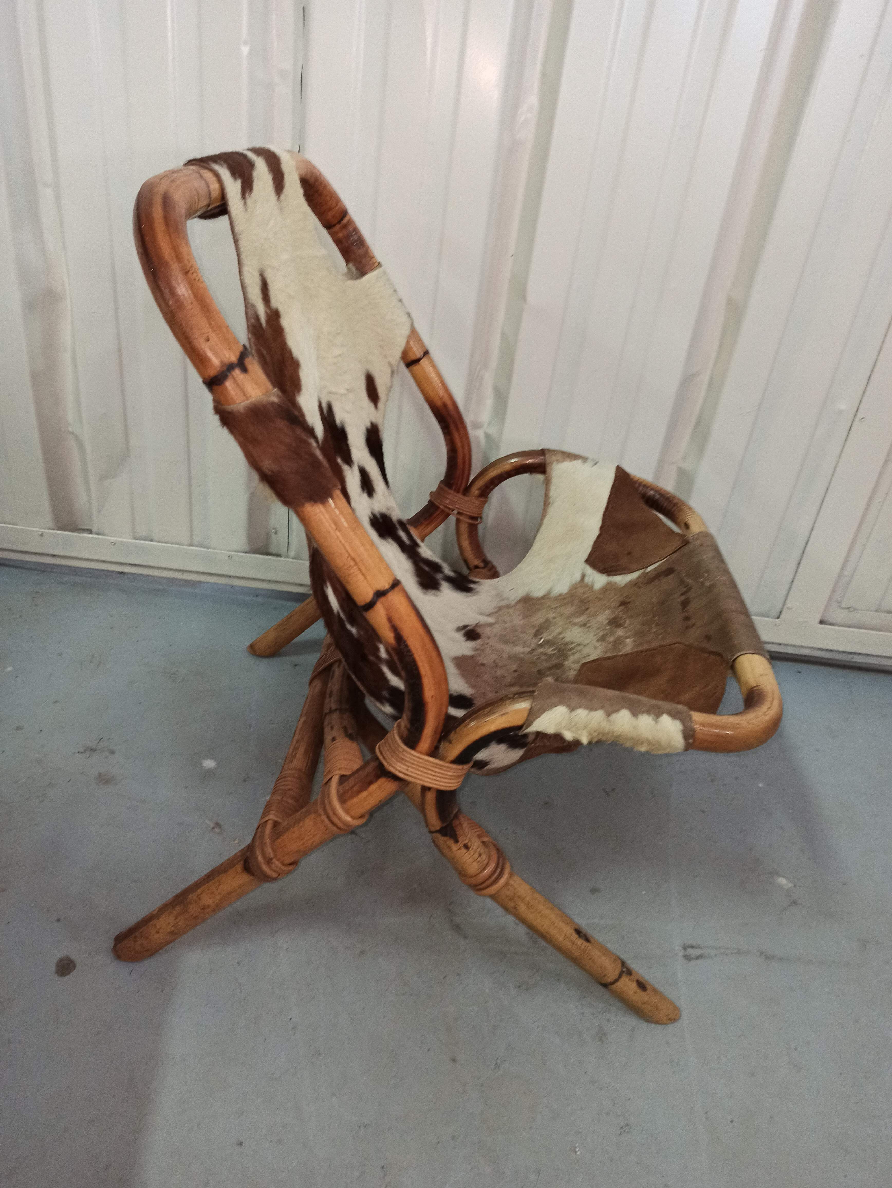 Pair of armchairs bamboo leather skin rohé noordwolde