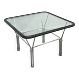 Glazen jaren 70 salontafel met chromen onderstel vintage