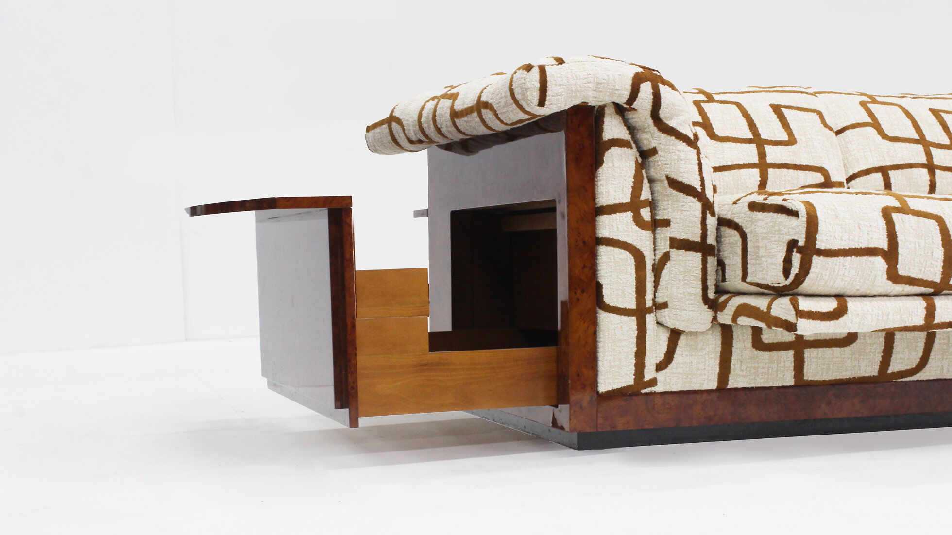 Vintage Art Deco sofa burl wood