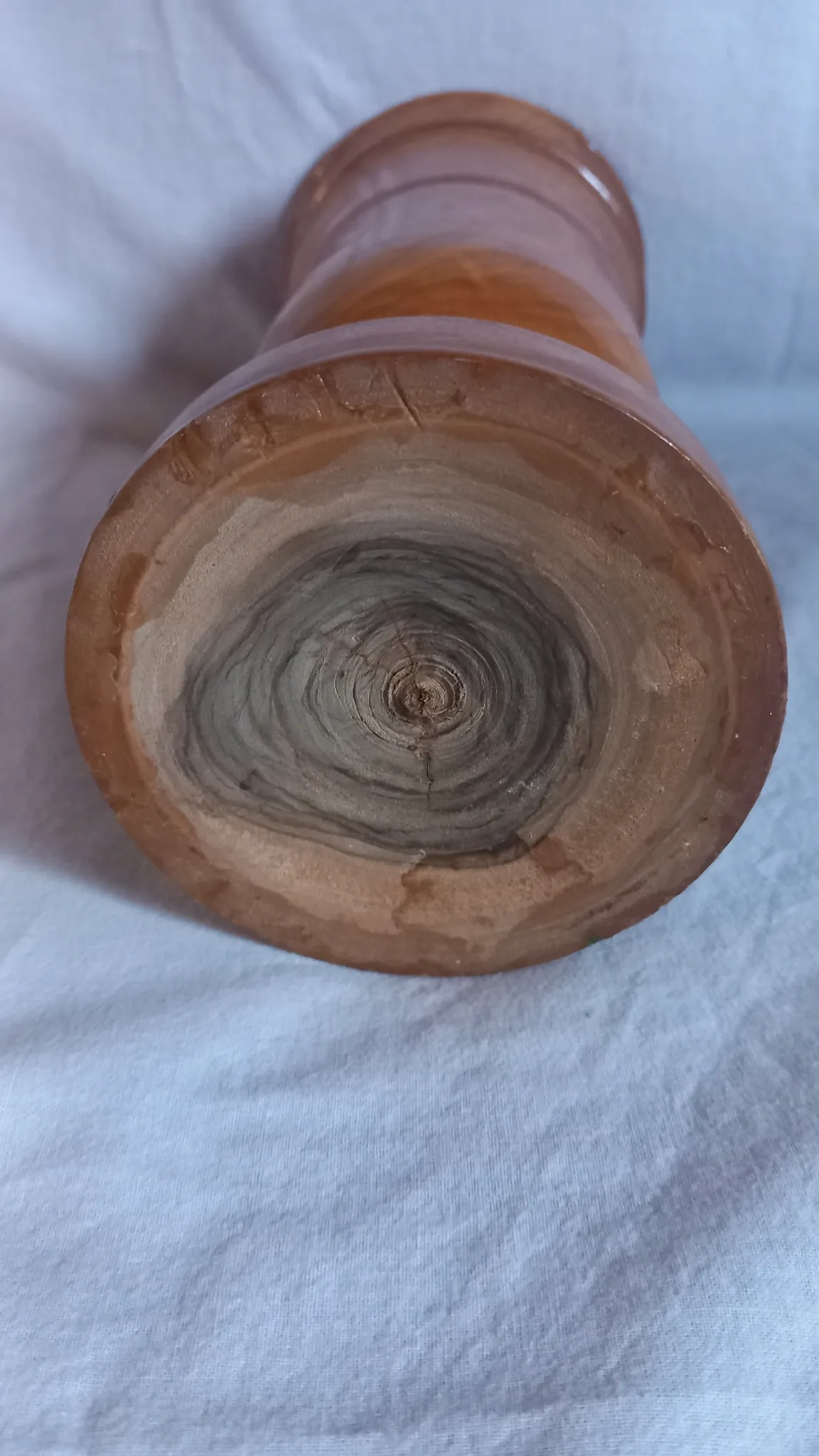 Vintage hand-turned solid olive wood vase – 1970s