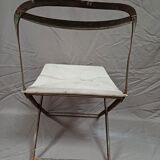 Old garden chair low folding metal fabrics 1900